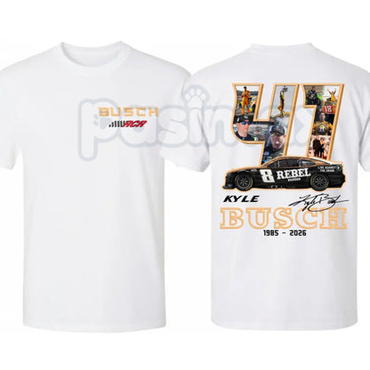 Kyle Busch 41 Tribute T-Shirt – Vintage NASCAR Racing Legend Memorial Graphic Tee (Version 2)-Pasimax