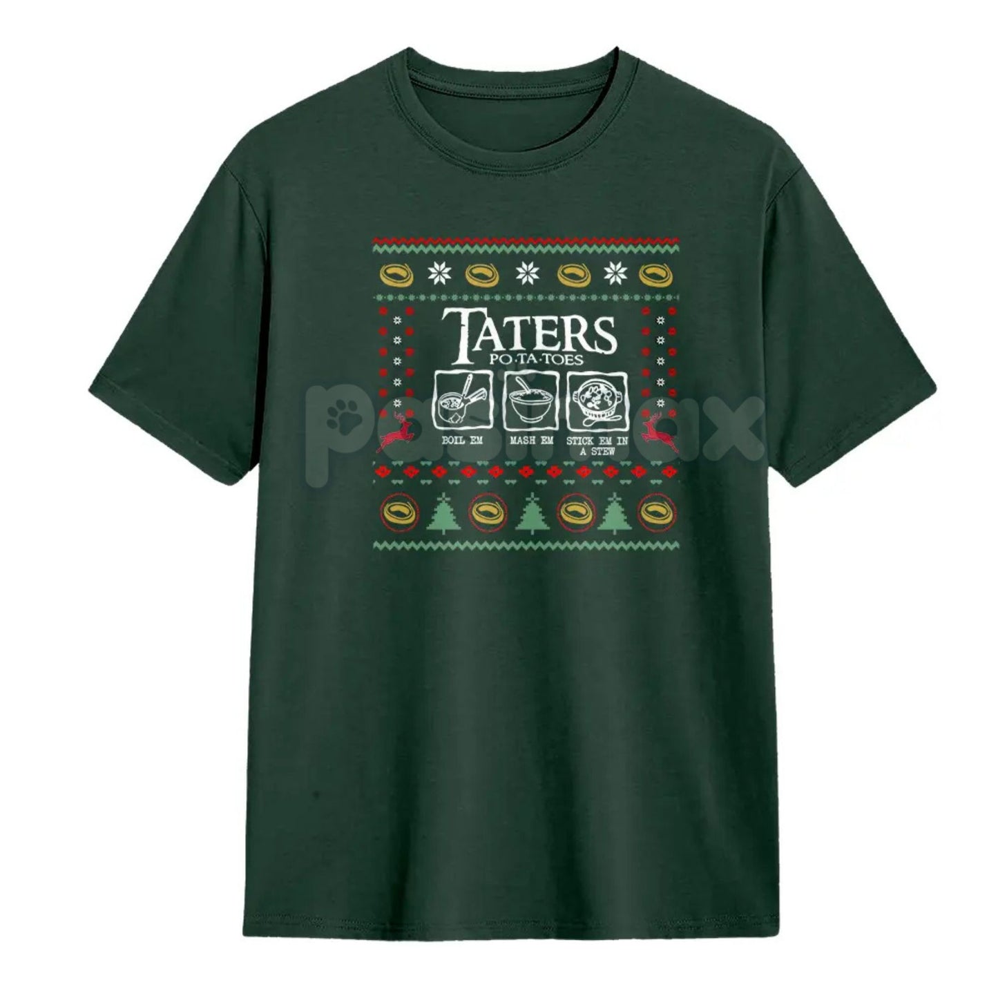 LOTR Taters Potato Ugly Christmas Vintage T-Shirt - Funny Lord of the Rings Holiday Tee, Samwise Gamgee Quote Apparel, Unisex Geek Gift-Pasimax