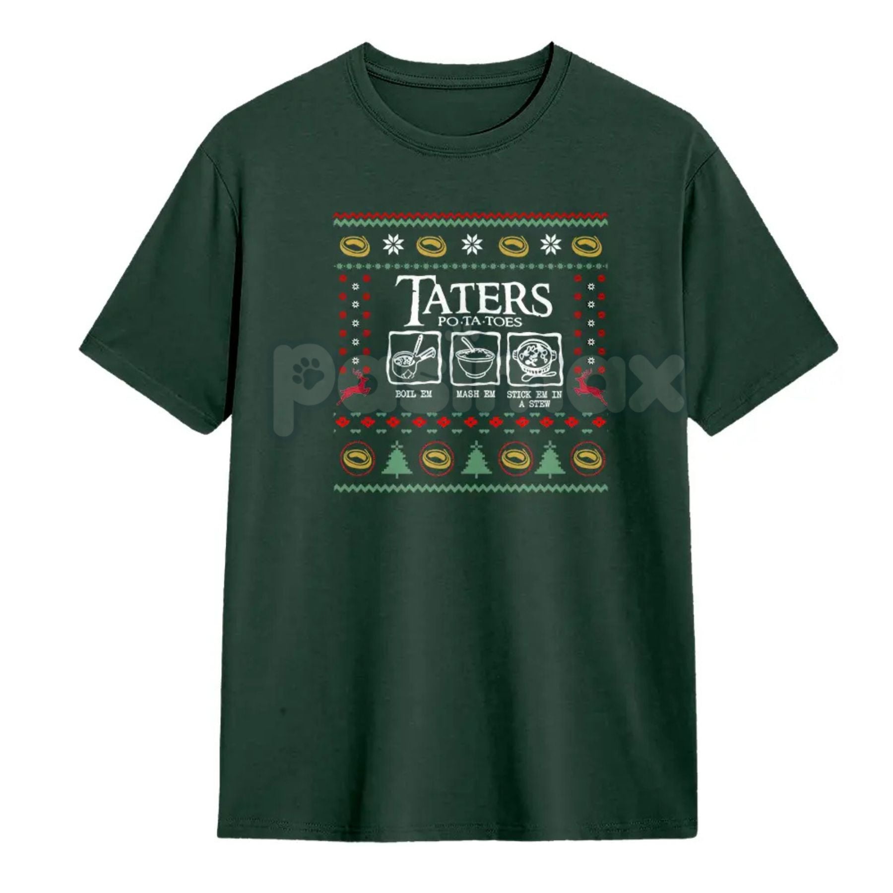 LOTR Taters Potato Ugly Christmas Vintage T-Shirt - Funny Lord of the Rings Holiday Tee, Samwise Gamgee Quote Apparel, Unisex Geek Gift-Pasimax