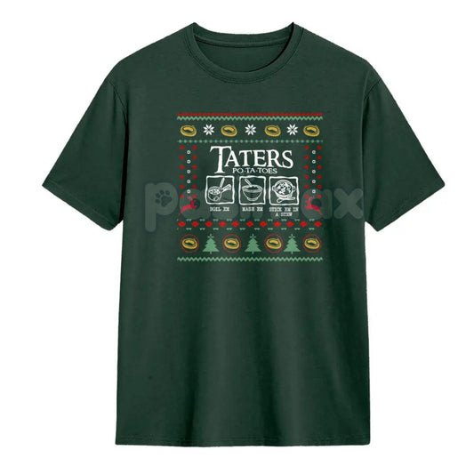 LOTR Taters Potato Ugly Christmas Vintage T-Shirt - Funny Lord of the Rings Holiday Tee, Samwise Gamgee Quote Apparel, Unisex Geek Gift-Pasimax