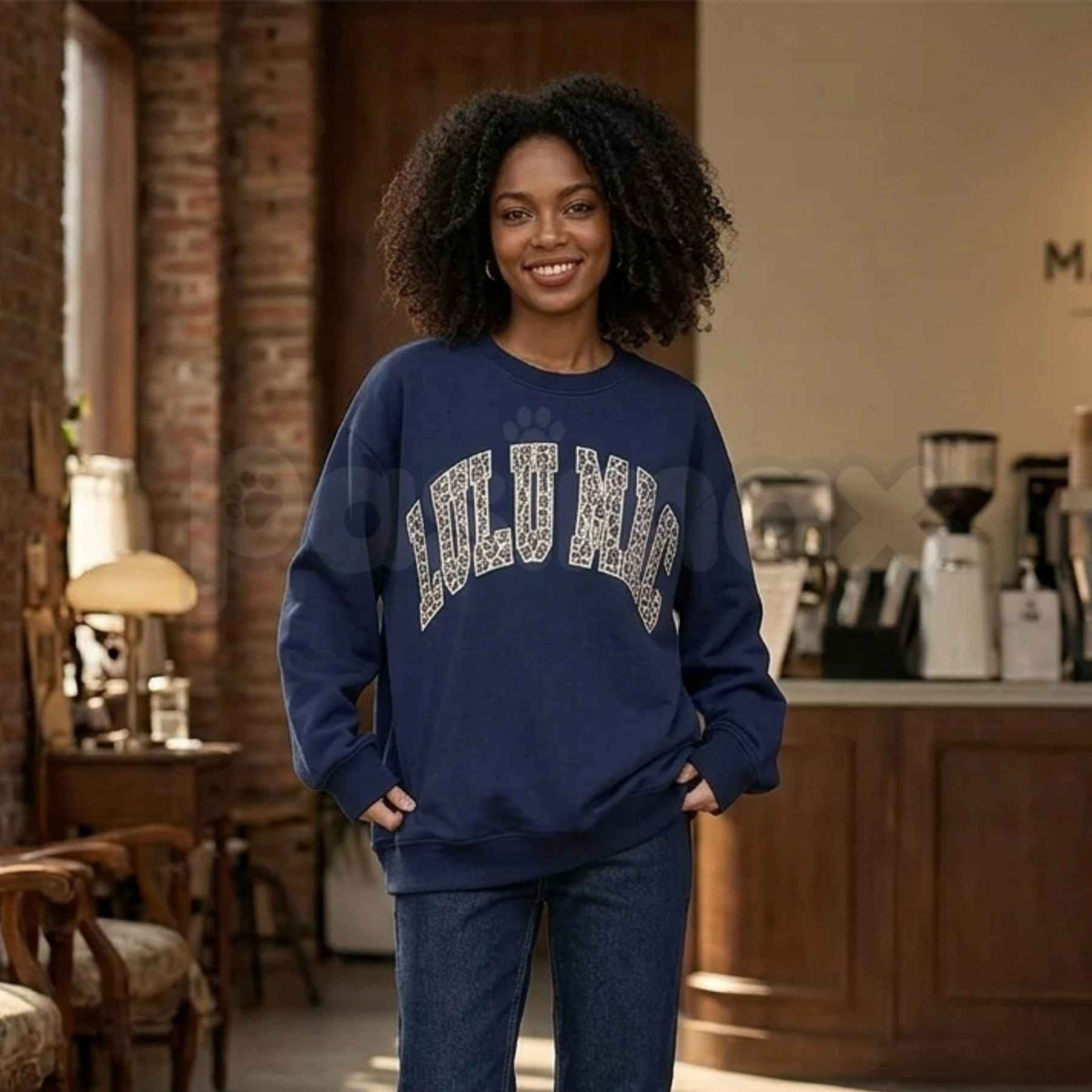 LULUMAC Women's Letter Print Crew Neck Sweatshirt | Retro Puff Letter Top-Pasimax