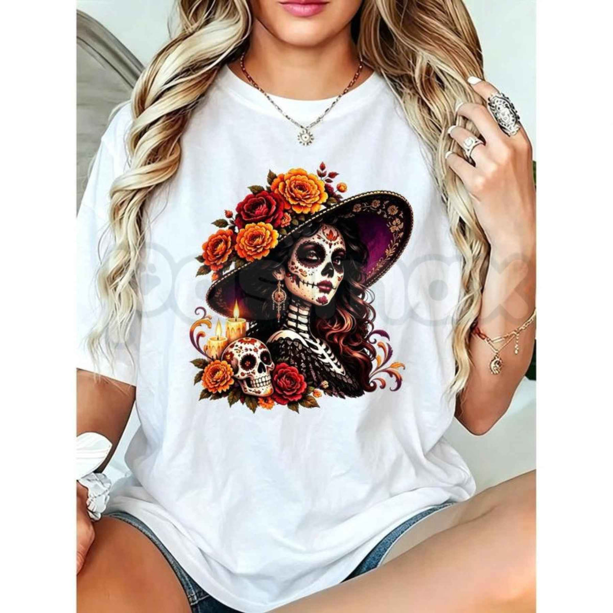 La Catrina Day of the Dead T-Shirt – Sugar Skull Mexican Tradition Unisex Tee-Pasimax