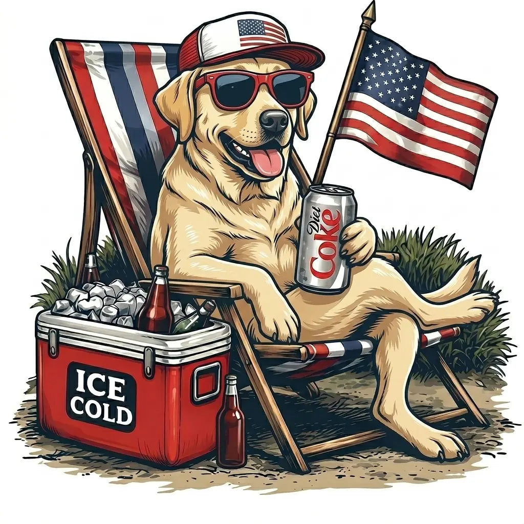 Comfort Colors® 50+ Dog Funny 4th of July T-Shirt – Retro Labrador Retriever Diet Coke Graphic Tee, Patriotic Animal Meme Shirt, Vintage USA Dog Lover Top