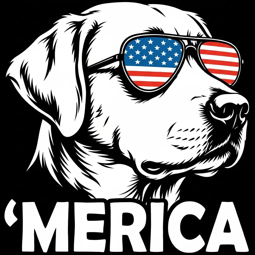 Comfort Colors® Patriotic Dog 4th of July T-Shirt – Funny "Merica" Golden Retriever & Australian Shepherd Shirt, Retro Independence Day Dog Lover Tee