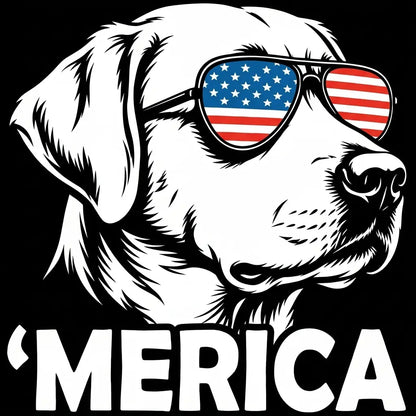 Comfort Colors® Patriotic Dog 4th of July T-Shirt – Funny "Merica" Golden Retriever & Australian Shepherd Shirt, Retro Independence Day Dog Lover Tee