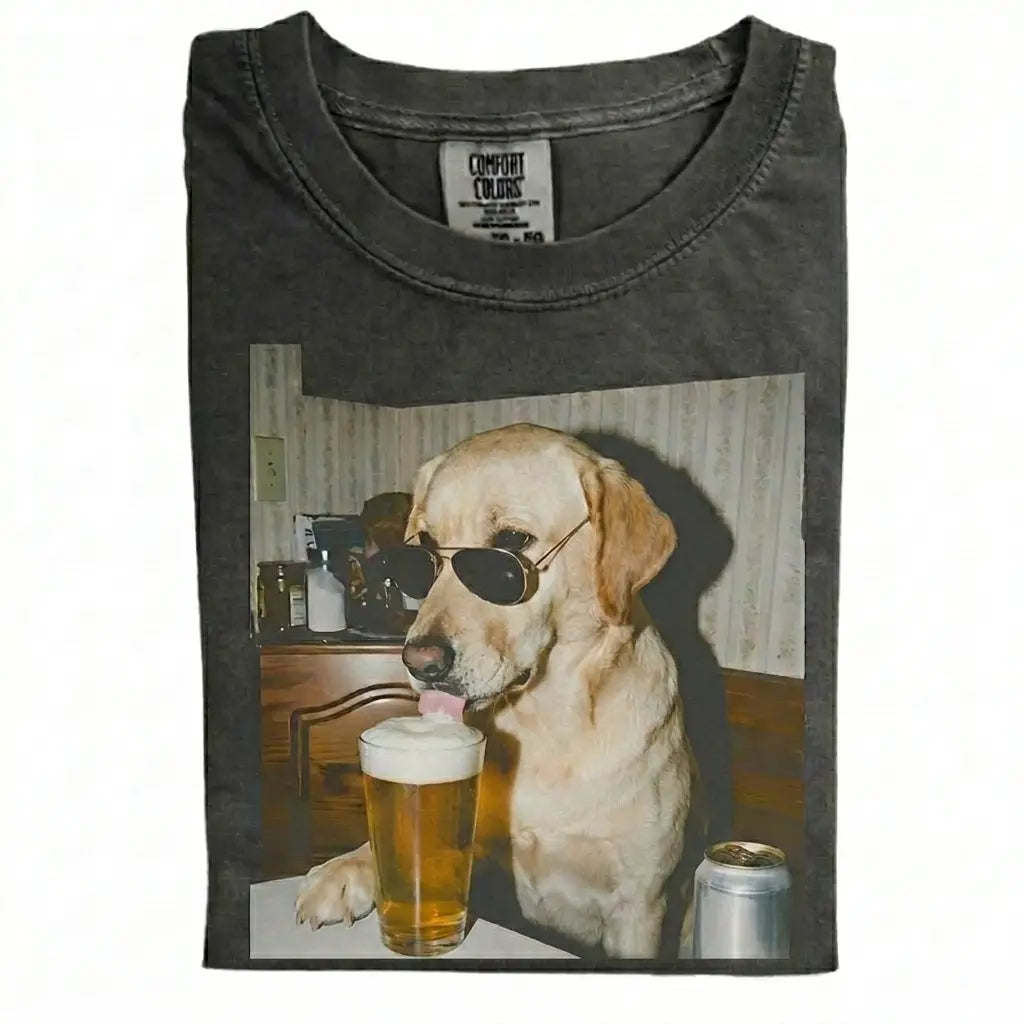 Comfort Colors® Custom Dog Breeds Drinking Beer T-Shirt – Vintage 90s Funny Edgy Dog Meme Tee, Aesthetic Retro Brewery Lover Dog Dad Gift Top