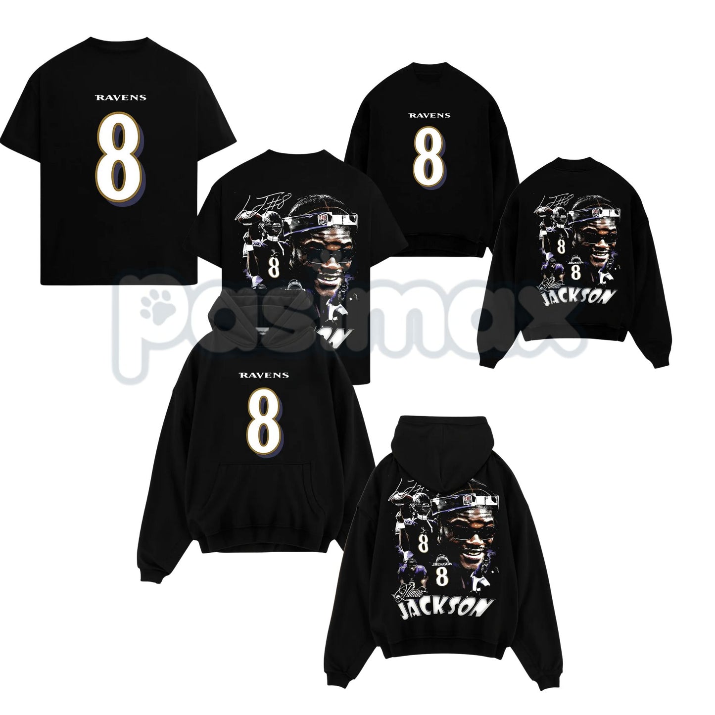 Lamar Jackson 8 Flock Nation Outfit V2 Cotton Hoodie – Baltimore Football Fan Pullover, Unisex Game Day Apparel-Pasimax