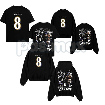 Lamar Jackson 8 Flock Nation Outfit V2 Cotton Hoodie – Baltimore Football Fan Pullover, Unisex Game Day Apparel-Pasimax
