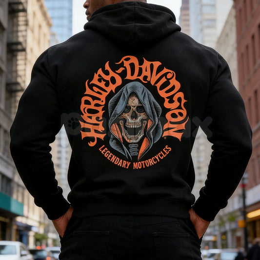 Legacy Road HD Motorcycles Hoodie – Vintage Biker Graphic Pullover, American Classic Motorcycle Streetwear, Unisex-Pasimax