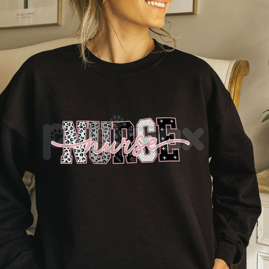 Leopard Print Nurse Sweatshirt | Trendy Medical Icon Nursing Crewneck | Aesthetic Stethoscope Graphic Pullover | Fierce RN LPN NP Jumper | Wild About Nursing Shirt | Modern Healthcare Professional Top-Pasimax