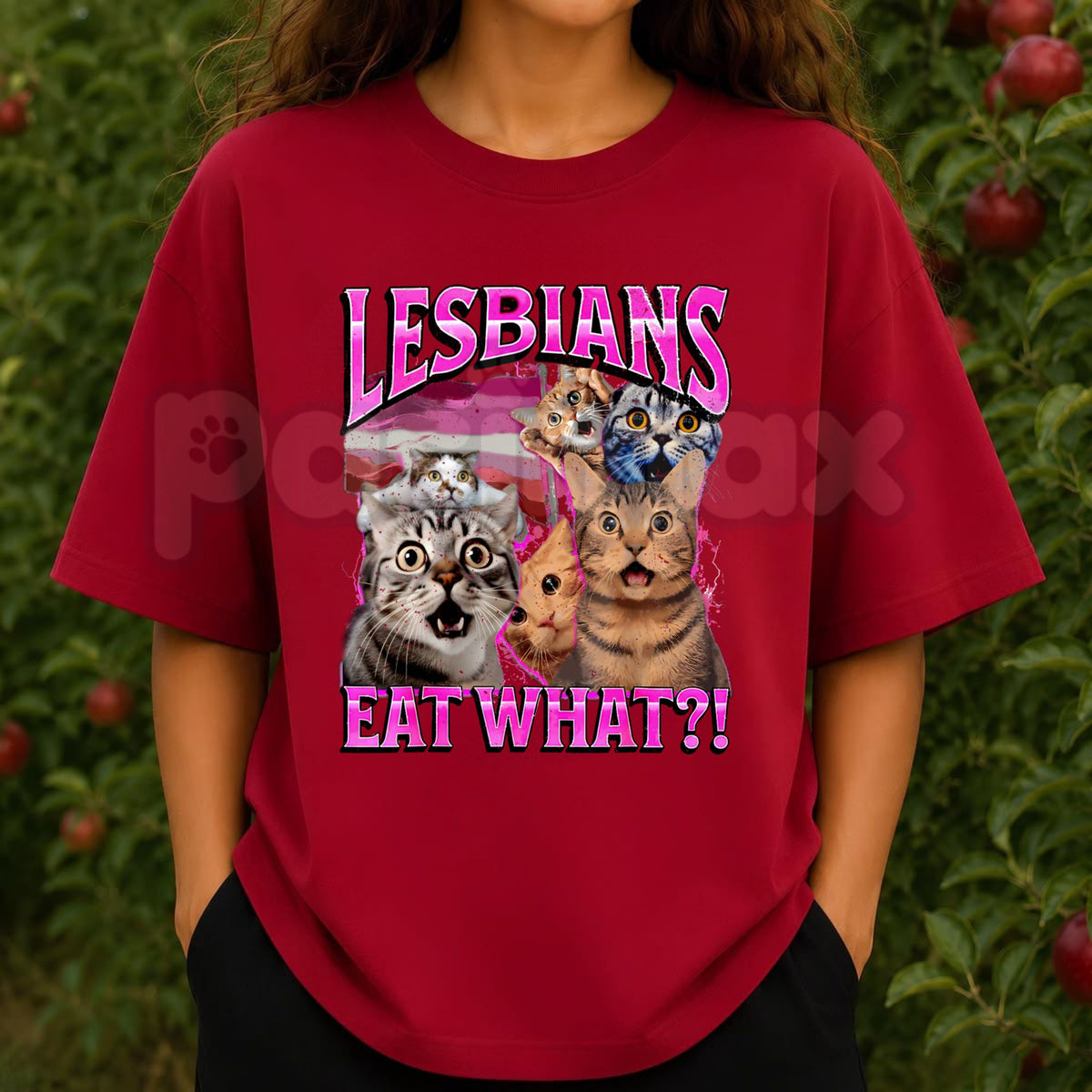 Lesbians Eat What Funny Cat Gay Pride T-Shirt – LGBTQ Sarcastic Pun Graphic Tee-Pasimax