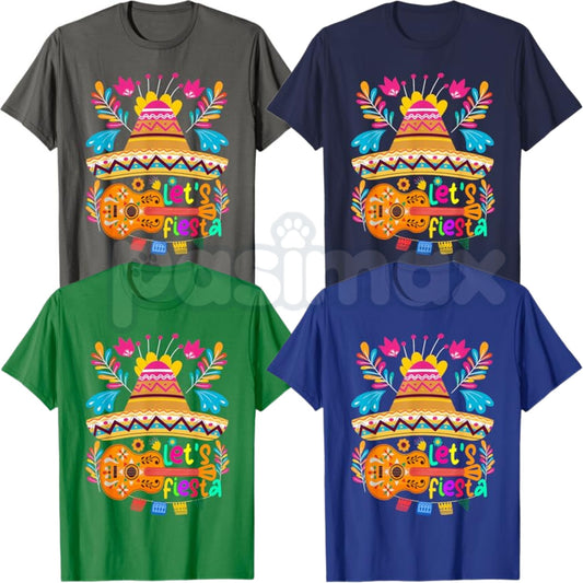 "Let’s Fiesta" Cinco de Mayo T-Shirt – Vibrant Mexican Fiesta Graphic Tee, Remastered Heavy Cotton 5 De Mayo Top, Soft Lived-In Heavyweight Celebration Shirt, Made in USA-Pasimax