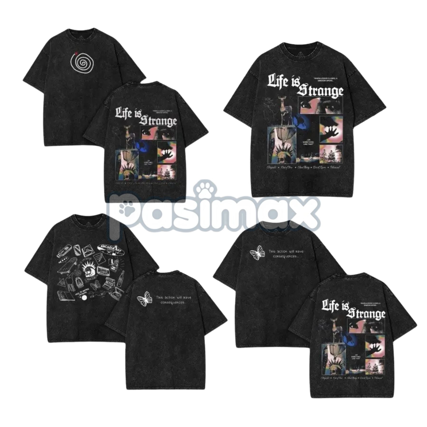 Life is Strange Washed T-Shirt – 2-Sided Vintage Retro Gaming Graphic Tee-Pasimax