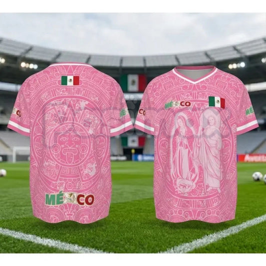 Light Pink Virgencita & San Juditas Mexico Soccer Jersey – 2026 World Cup Fan Gear Shirt for Men & Women-Pasimax
