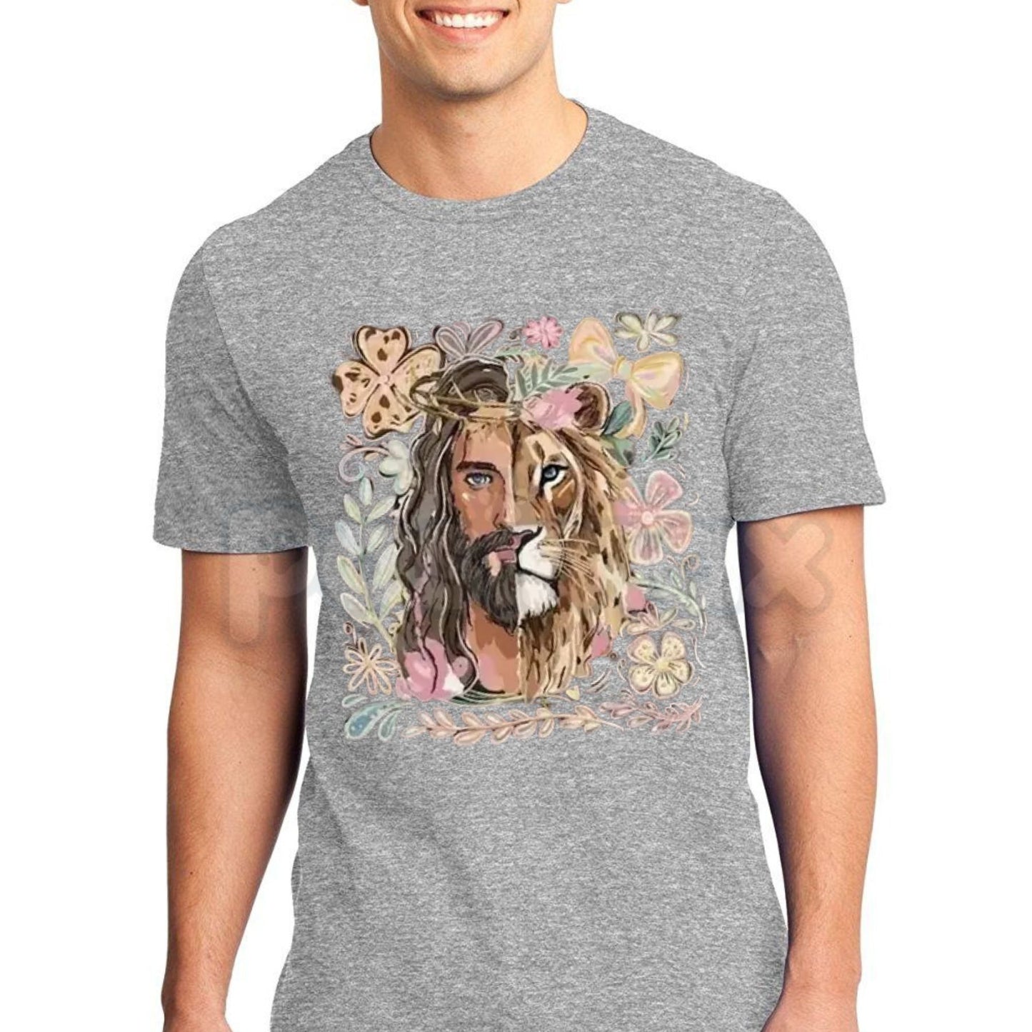 "Lion of Judah" Christian T-Shirt – Jesus Faith Religious Floral Graphic Tee-Pasimax