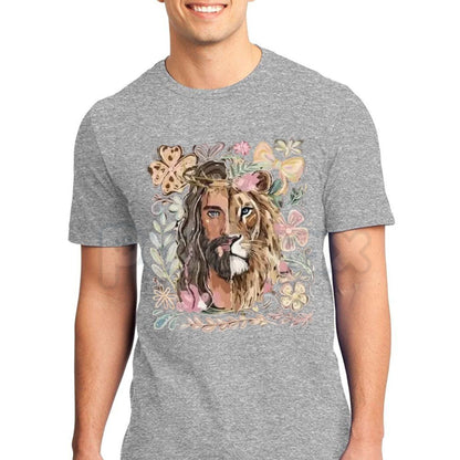 "Lion of Judah" Christian T-Shirt – Jesus Faith Religious Floral Graphic Tee-Pasimax