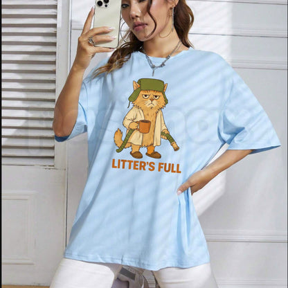 Litter’s Full Funny Cat Lovers Christmas T-Shirt – Festive Xmas Holiday Pet Graphic Tee-Pasimax