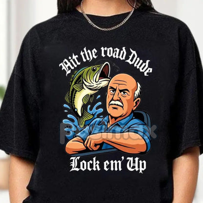 "Lock 'Em Up" Funny T-Shirt - Angry Old Man Driving Truck Tee, Sarcastic Humor Shirt-Pasimax