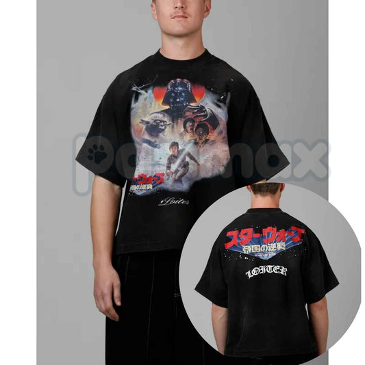 Loiter Star Wars Vintage T-Shirt Washed – Retro Sci-Fi Superhero Graphic Tee, Acid Washed Lightweight Cotton Unisex Streetwear Top-Pasimax