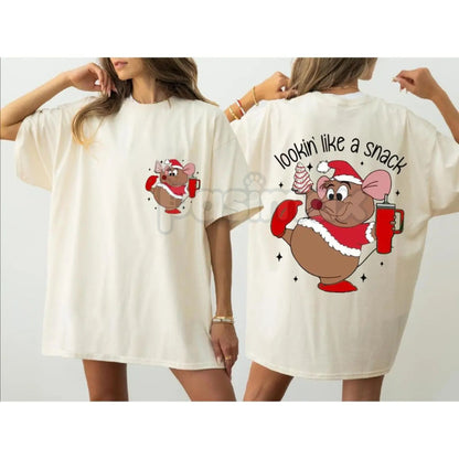 'Looking Like A Snack' Christmas T-Shirt – Funny Trendy Holiday Foodie Tee, Festive Cozy Snack Graphic Shirt-Pasimax