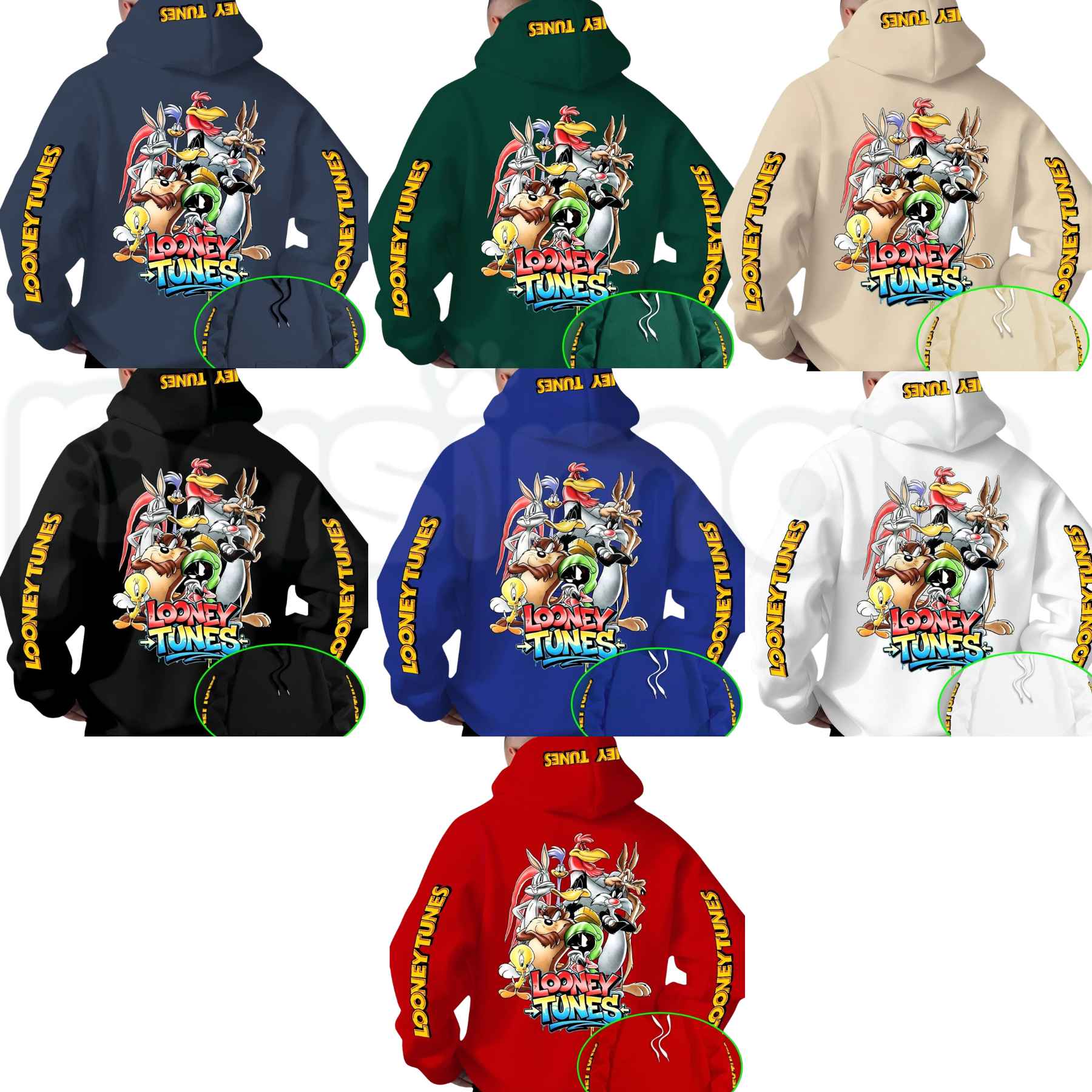 Looney Tunes Gradient Print Hoodie – Vintage Cartoon Character Pullover, Casual Retro Streetwear Sweatshirt, Nostalgic Animated Graphic-Pasimax
