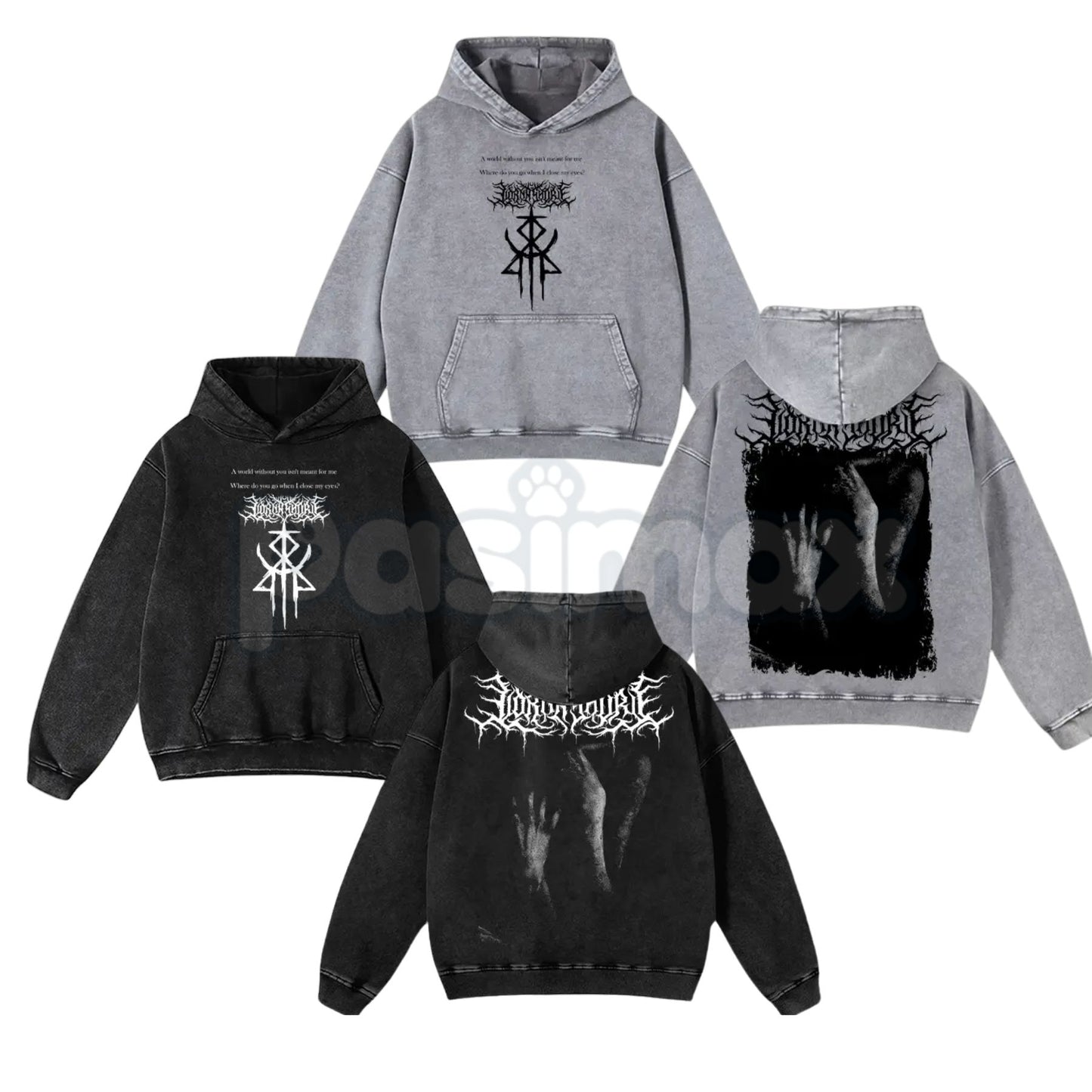 Lorna Shore Pain Remains Hoodie – Dancing Like Flames Washed Heavy Metal Pullover-Pasimax