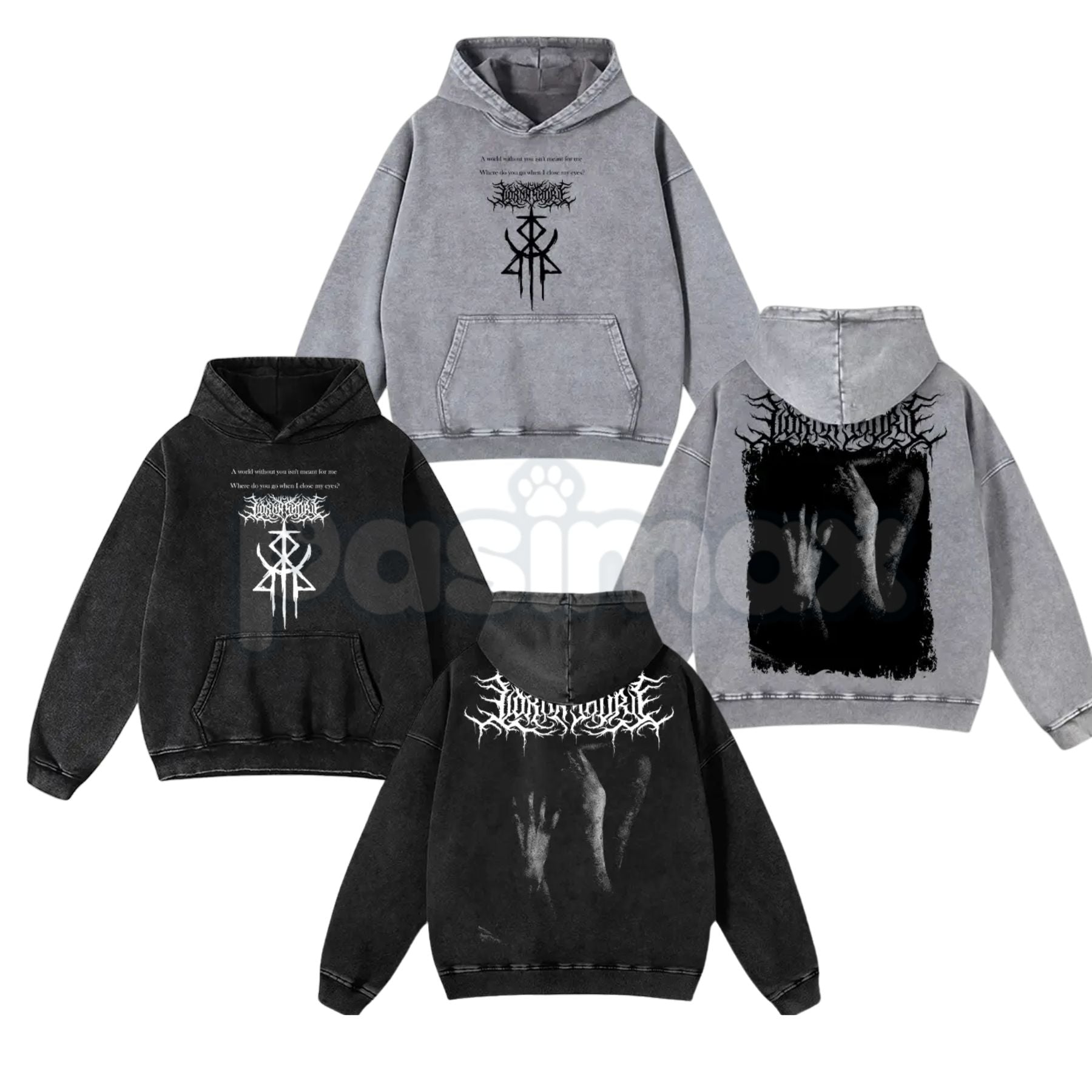 Lorna Shore Pain Remains Hoodie – Dancing Like Flames Washed Heavy Metal Pullover-Pasimax