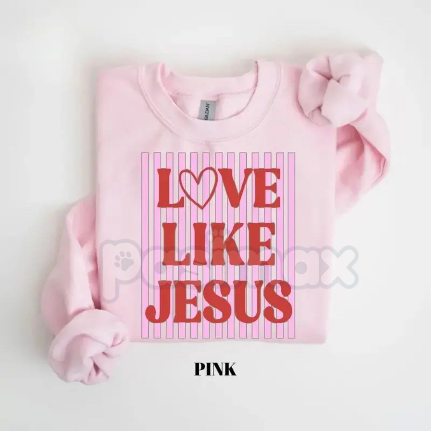 Love Like Jesus Sweatshirt | Trendy Preppy Pink & Red Valentine Shirt | Christian Valentine's Day Crewneck | Jesus Love Graphic Jumper | Retro Faith-Based Pullover | Aesthetic Gospel Heart Shirt-Pasimax