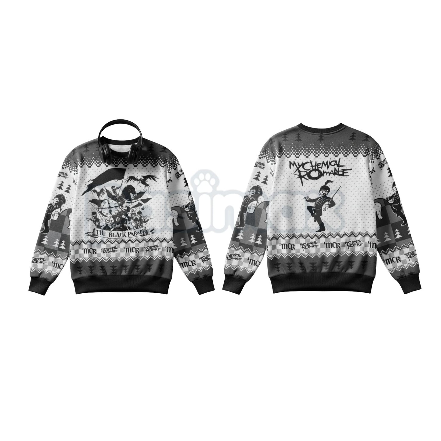 MCR The Black Parade Ugly Christmas Sweater | Emo Rock Band Xmas Crewneck | My Chemical Romance Fan Gift-Pasimax