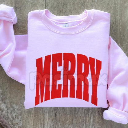 MERRY Christmas Holiday Sweatshirt | Elegant Festive Jumper | Classic Cozy High Neck Crewneck | Upscale Xmas Apparel-Pasimax