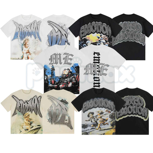 MIXED EMOTION Diamond Angel T-Shirt – Vintage Sparkle Wings Graphic Streetwear Unisex Tee-Pasimax