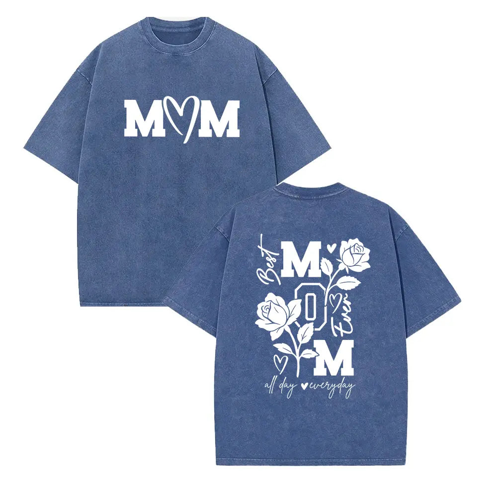 MOM All Day Every Day T-Shirt – Vintage Washed Motherhood Graphic Tee, Retro Lightweight Cotton Mom Life Top, Aesthetic Streetwear Gift for Her-Pasimax