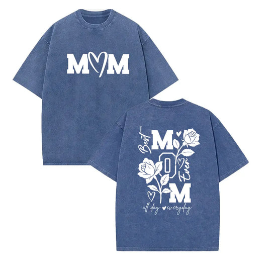 MOM All Day Every Day T-Shirt – Vintage Washed Motherhood Graphic Tee, Retro Lightweight Cotton Mom Life Top, Aesthetic Streetwear Gift for Her-Pasimax