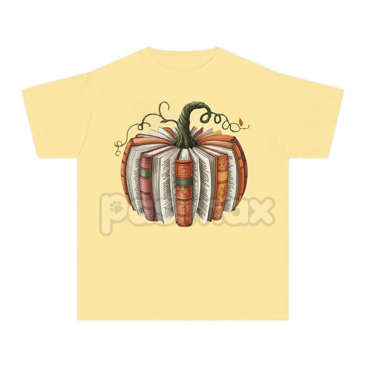 'Made With Books' Fall Pumpkin T-shirt – Book Lover Gift, Librarian Tee, Teacher School Shirt, Cozy Autumn Apparel-Pasimax