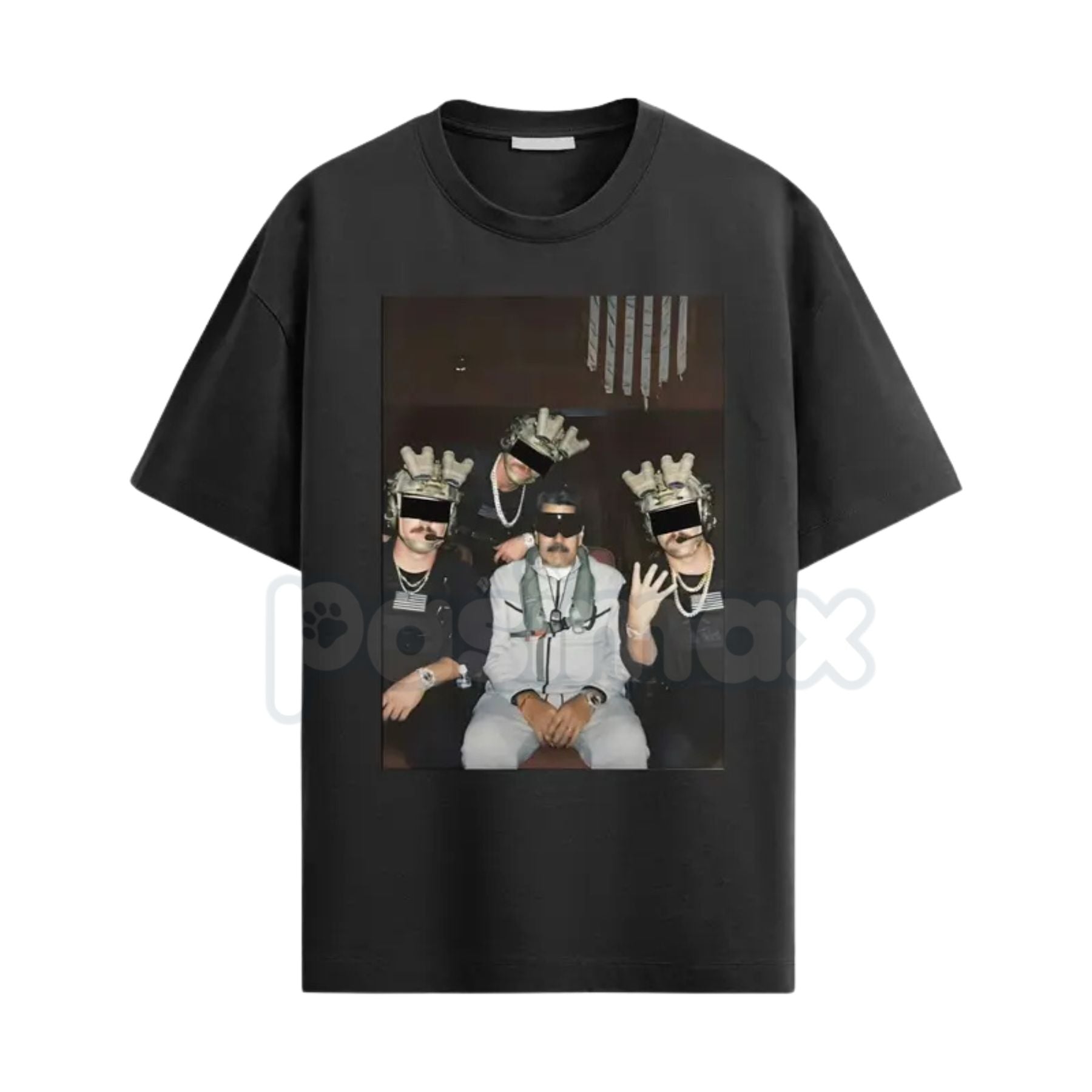 "Maduro x US Army" Political Satire T-Shirt - Funny Military Tactical Graphic Tee, Sarcastic Geopolitical Humor Shirt, Provocative Military Style Apparel, Heavyweight Tactical Streetwear-Pasimax