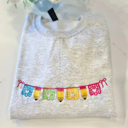 Maestra Papel Picado Embroidered Sweatshirt – Hispanic Culture Teacher Crewneck-Pasimax