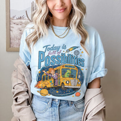 Magic School Bus Miss Frizzle Inspired 90's Vintage Graphic T-Shirt – Nostalgic Teacher Cartoon Tee-Pasimax