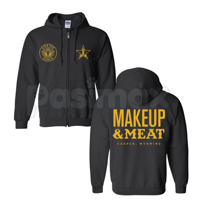Makeup & Meat Chocolate Zip-Up Hoodie – Funny Graphic Foodie & Beauty Hoodie, Cozy Unisex Streetwear Sweater-Pasimax