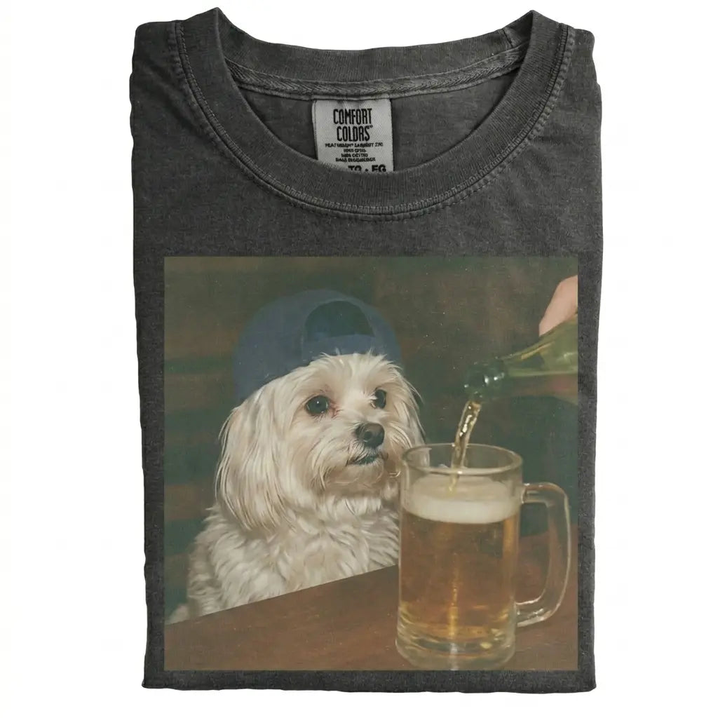 Comfort Colors® Custom Dog Breeds Beer T-Shirt – Vintage 90s Funny Edgy Dog Meme Tee, Aesthetic Brewery Lover Dog Dad Gift Shirt