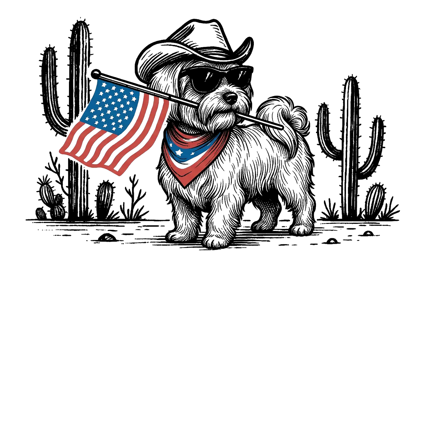 Comfort Colors® Patriotic Western Dog T-Shirt – 50+ Dog Breeds, Cowboy Hat & USA Flag Graphic Tee, Retro 4th of July Dog Lover Gift, Semiquincentennial 2026 Shirt