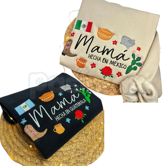 "Mamá Hecha en México" Embroidered Sweatshirt – Latina Mother’s Day Gift Crewneck-Pasimax