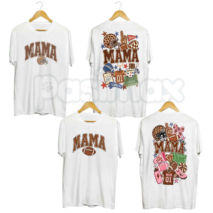 Mama Football Coquette Bow Leopard Print 2-Sided T-Shirt – Game Day Sports Unisex Tee-Pasimax