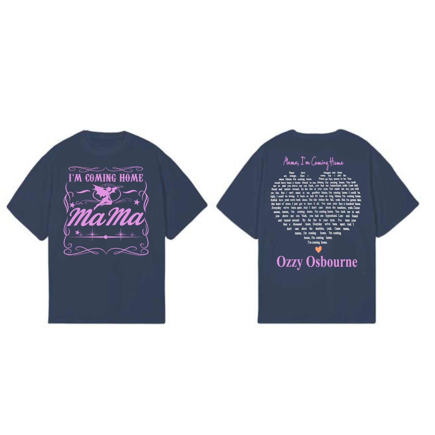 "Mama, I’m Coming Home" Rock Tee - Two-Sided Lyric Tribute T-Shirt, Ozzy Osbourne Fan Apparel-Pasimax