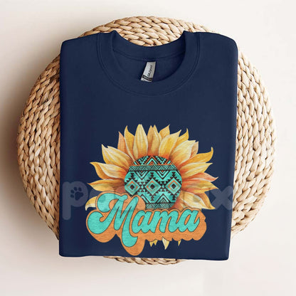Mama Sunflower T-Shirt - Inspirational Mom Graphic Tee, Joyful Floral Apparel, Motherhood Symbolism Gift-Pasimax