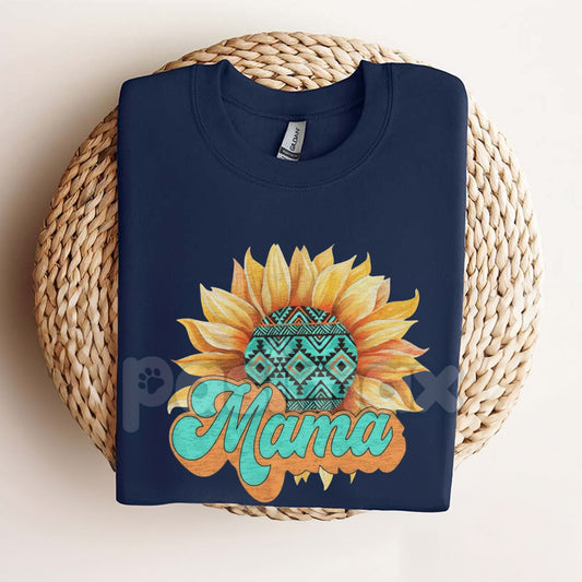Mama Sunflower T-Shirt - Inspirational Mom Graphic Tee, Joyful Floral Apparel, Motherhood Symbolism Gift-Pasimax