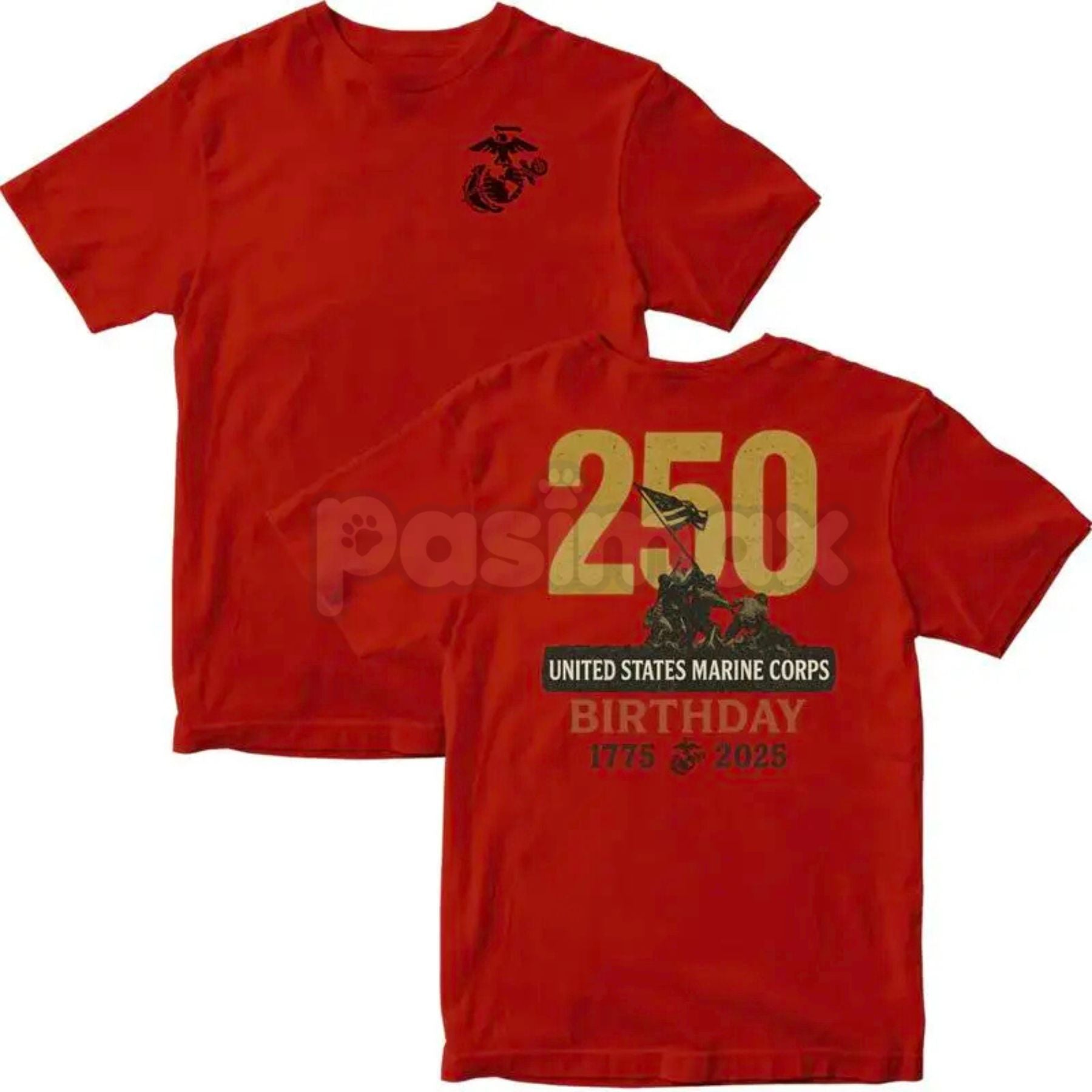 Marines 250th Birthday MADE IN USA T-Shirt - USMC 250 Year Anniversary Collection, Semper Fidelis Commemorative Tee, Eagle Globe and Anchor Military Gift-Pasimax