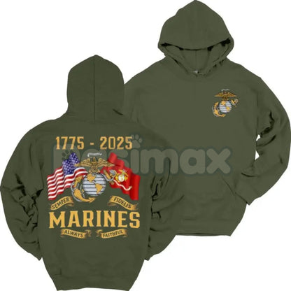 Marines 250th Birthday Unisex Hoodie – Commemorative USMC 250 Year Anniversary Pullover, Honor the Corps Legacy-Pasimax