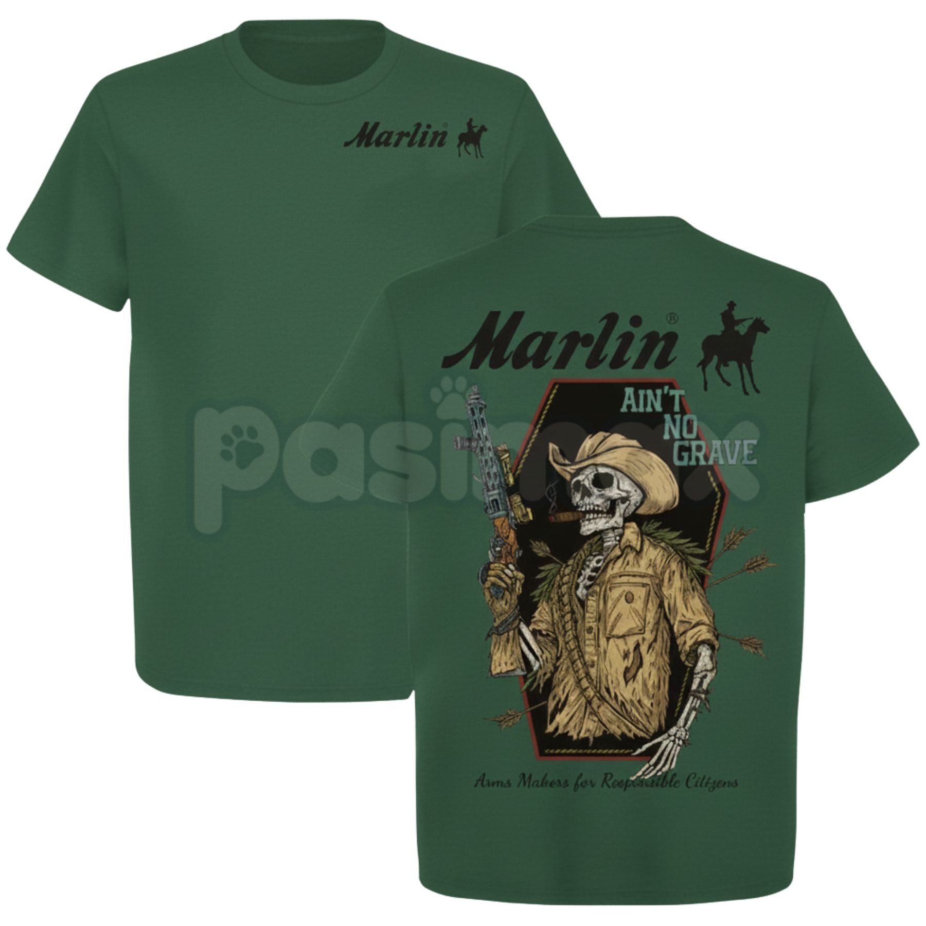 Marlin "Ain't No Grave" Cowboy T-Shirt - Spiritual Western Graphic Tee, Rugged Inspirational Apparel, Classic Rifle & Gospel Slogan Shirt-Pasimax