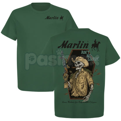 Marlin "Ain't No Grave" Cowboy T-Shirt - Spiritual Western Graphic Tee, Rugged Inspirational Apparel, Classic Rifle & Gospel Slogan Shirt-Pasimax
