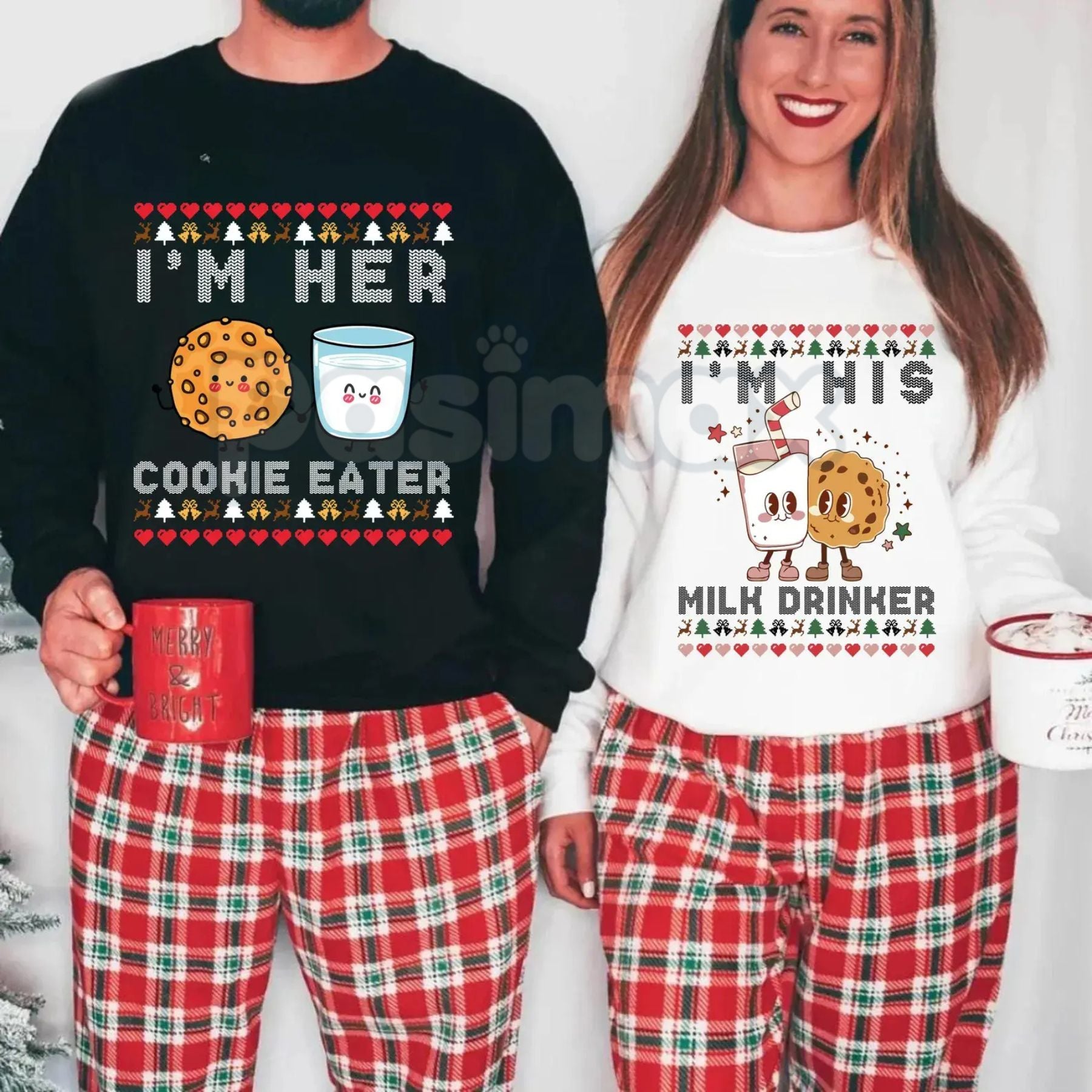 Matching Naughty & Nice List Christmas Sweatshirts | Funny Holiday Couple Sweaters | Sarcastic Christmas Duo Set | Adult Holiday Gift-Pasimax